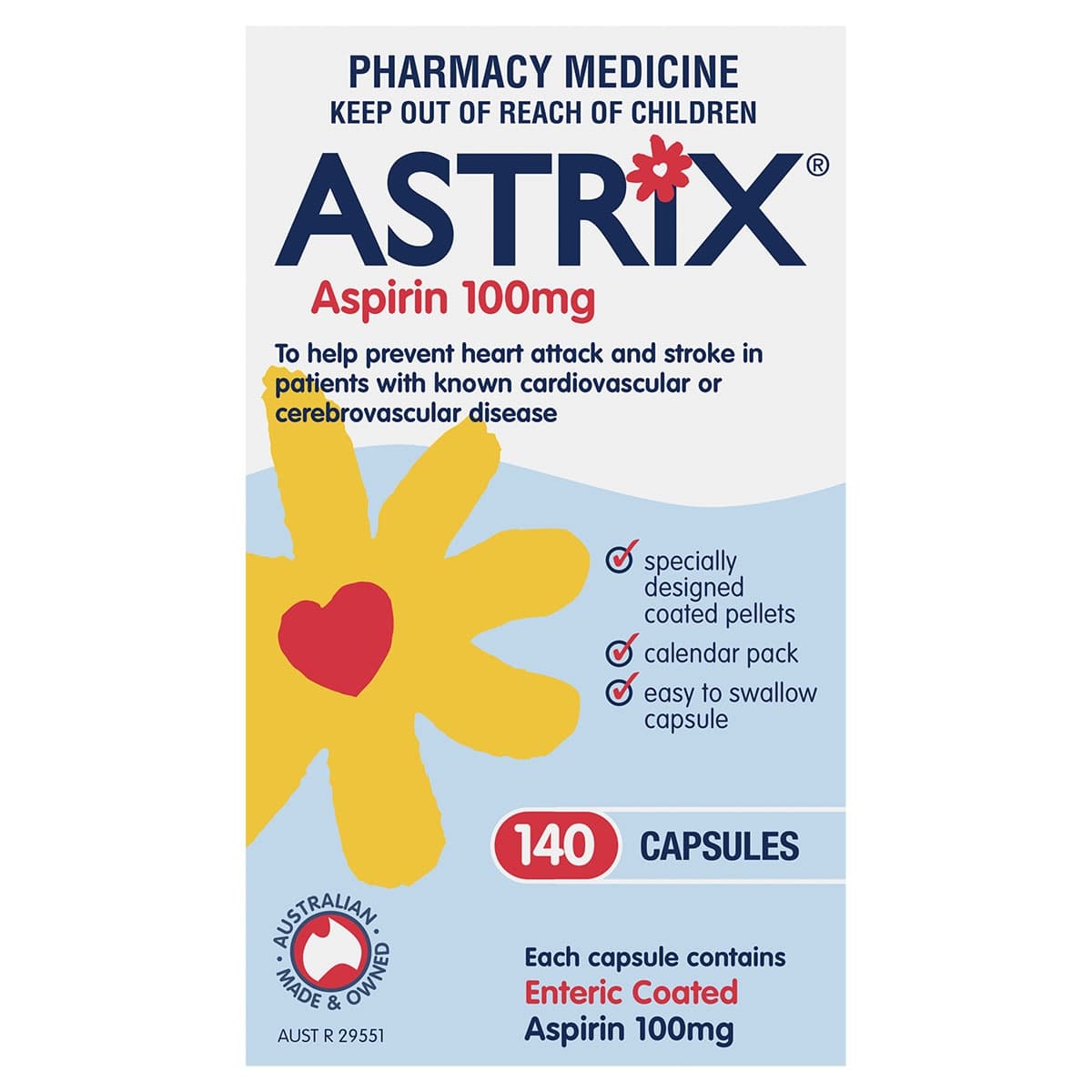 Astrix Low Dose Aspirin 140 Capsules