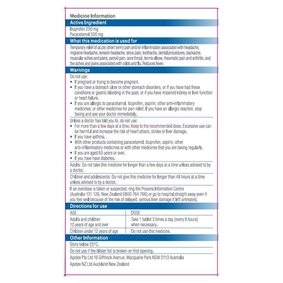 Thumbnail APOHEALTH Ibuprofen (200mg) Plus Paracetamol (500mg) 24 Tablets