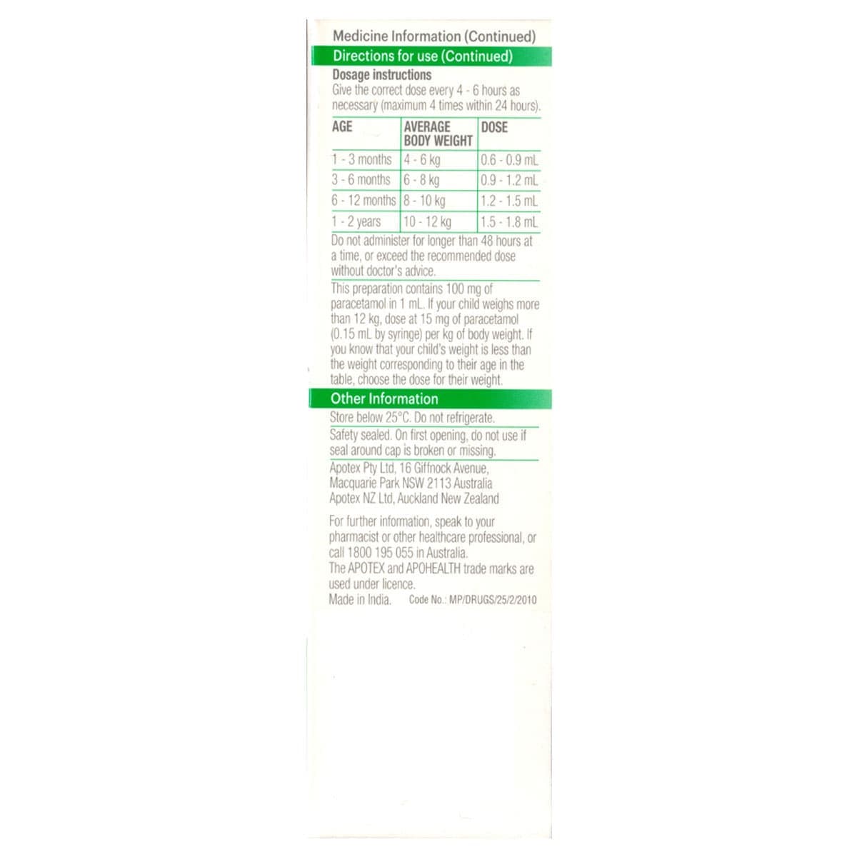 Thumbnail APOHEALTH Childrens Paracetamol 1 Month - 2 Years 20ml