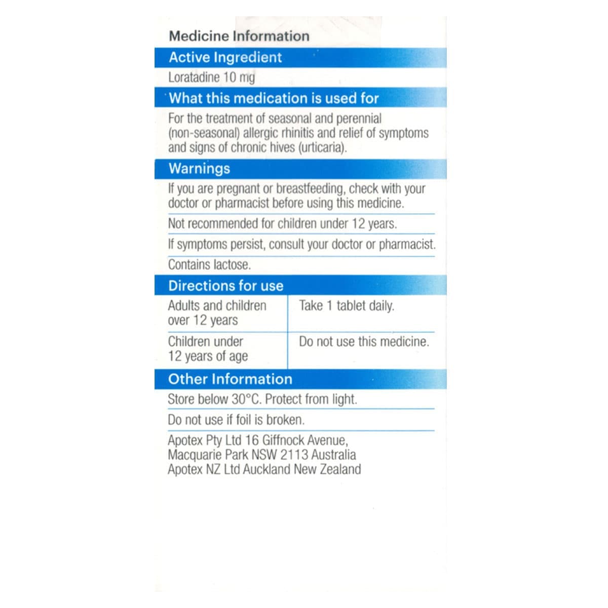 Thumbnail APOHEALTH Loratadine Hayfever & Allergy Relief 30 Tablets