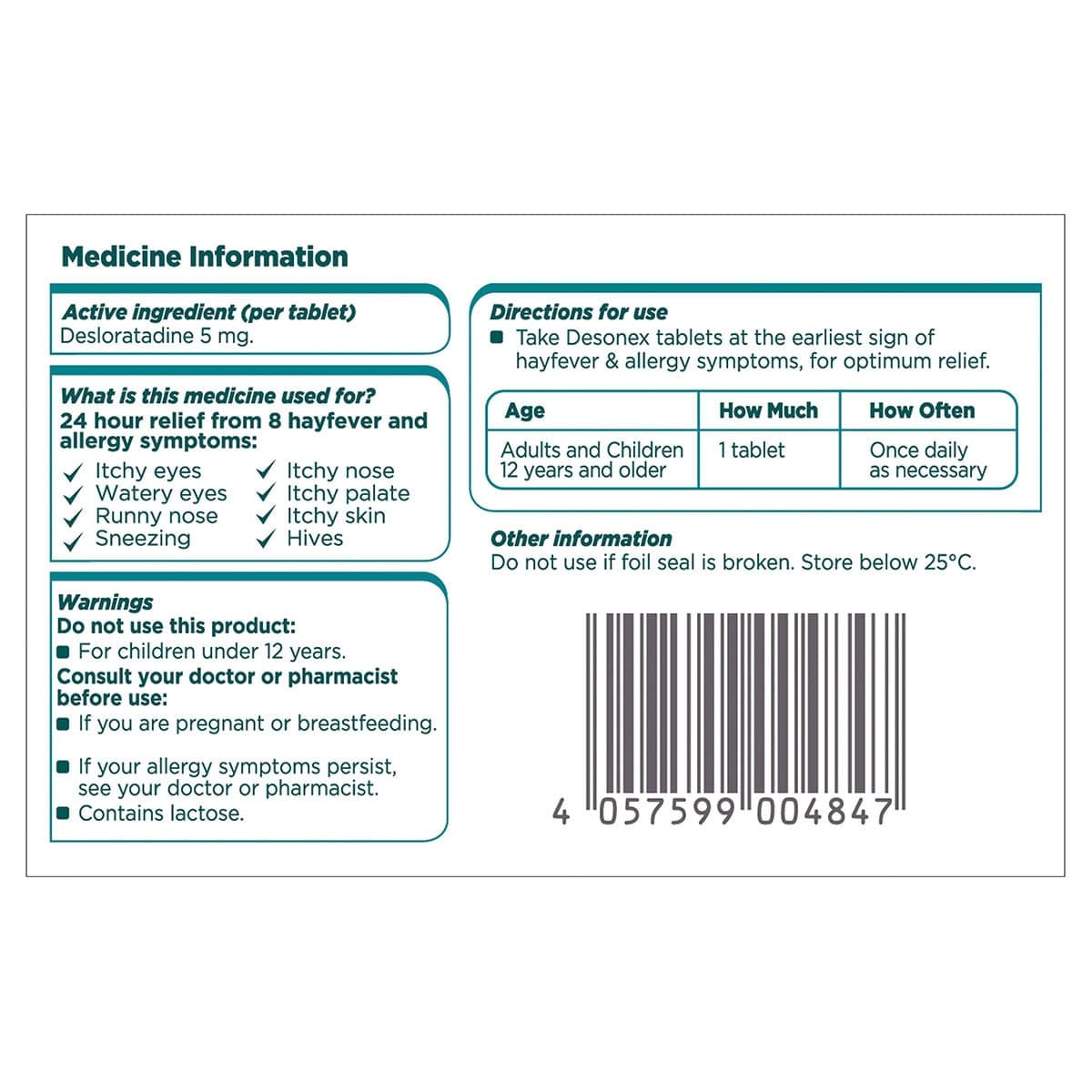 Thumbnail Desonex Allergy & Hayfever Relief 20 Tablets