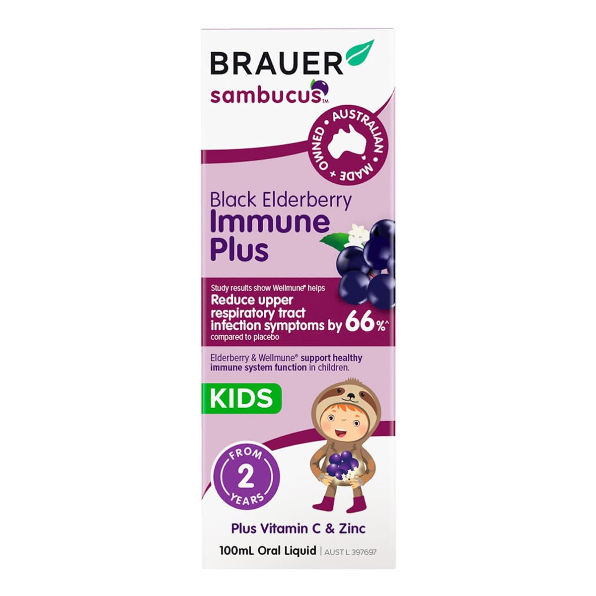 Brauer Sambucus Black Elderberry Kids Immune Plus 100Ml