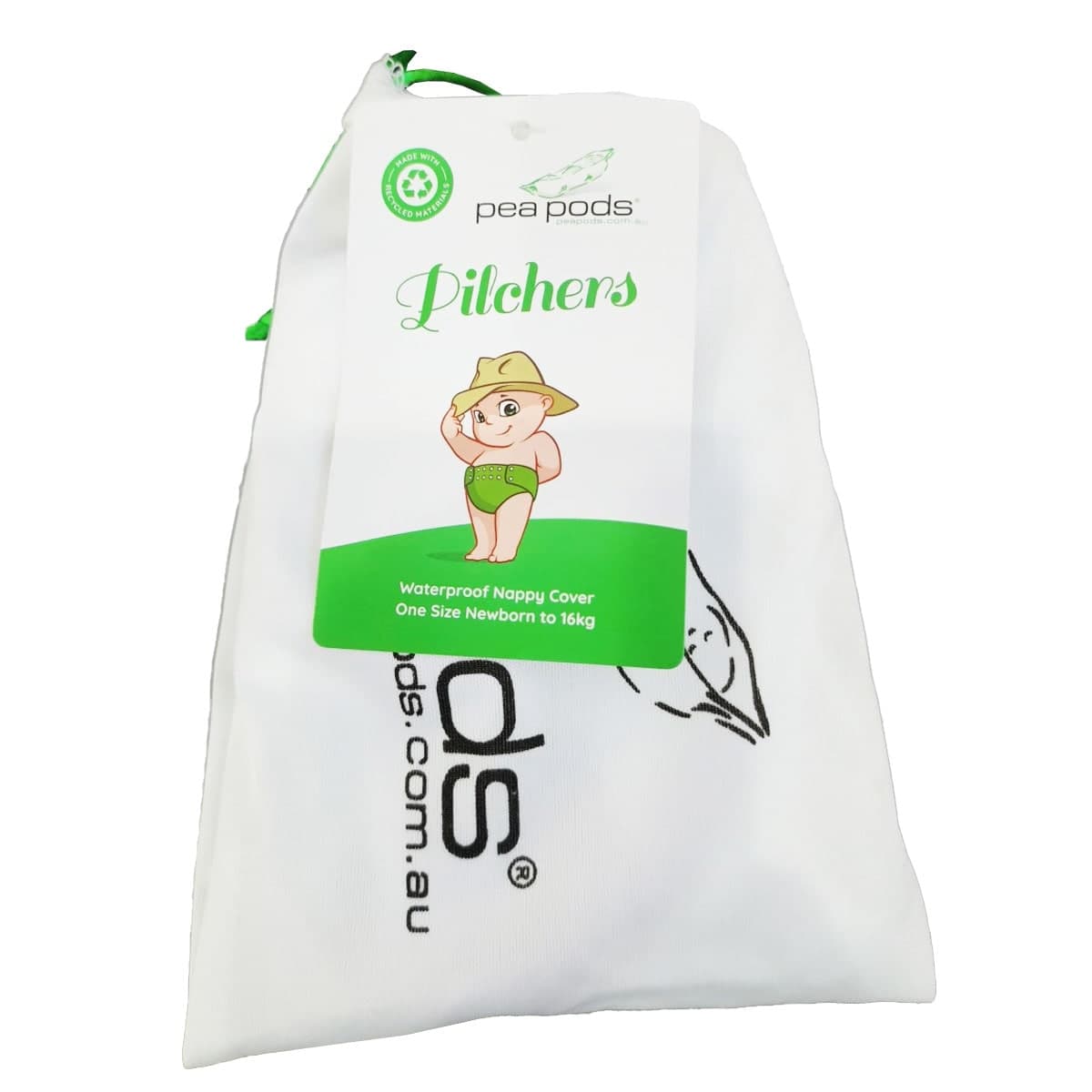 Pea Pods Pilchers Waterproof Nappy Covers White