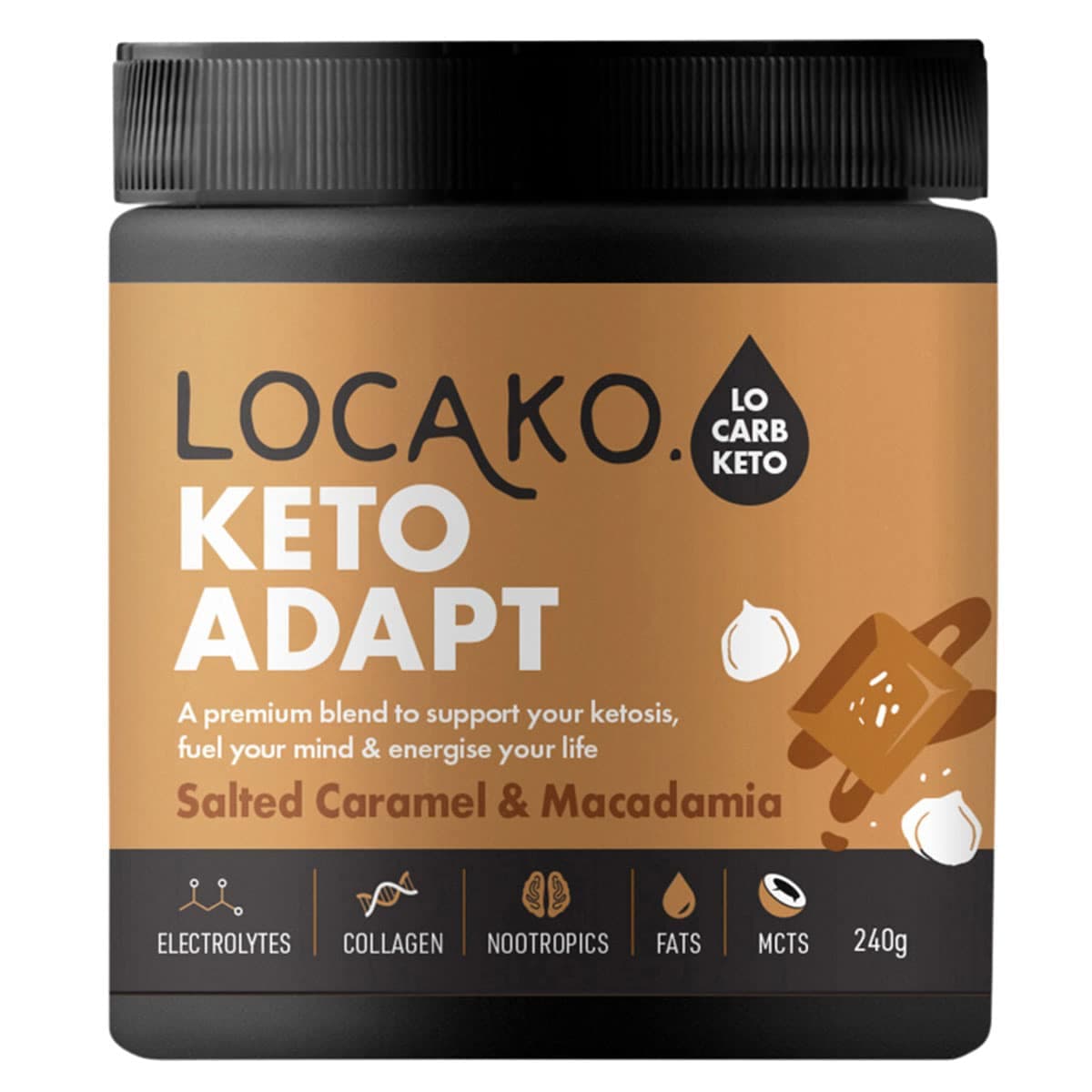 Thumbnail Locako Keto Adapt Salted Caramel Macadamia 240G