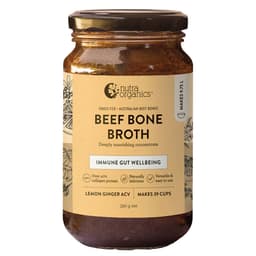 Nutra Organics Beef Bone Broth Concentrate Lemon Ginger Acv 390G