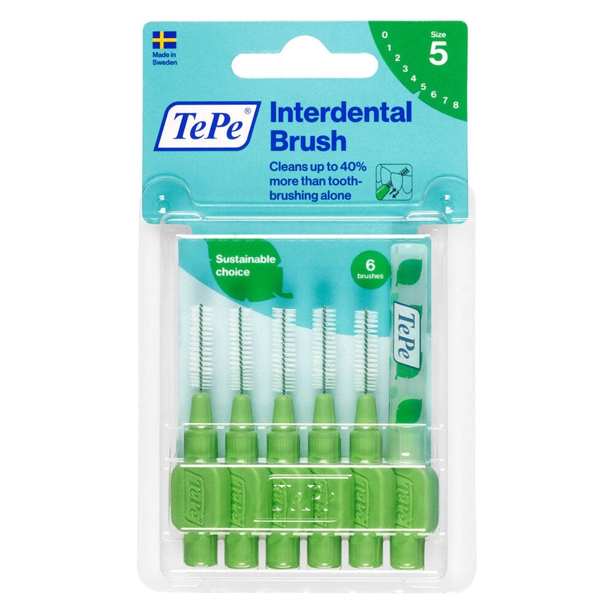 Tepe Interdental Brush 0.8Mm Green 6 Pack