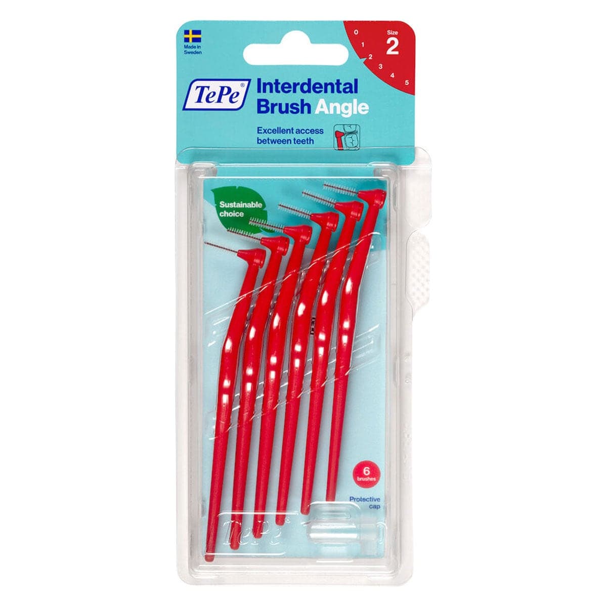 Tepe Interdental Brush Angle Red (Iso Size 2) 0.5Mm 6 Pack