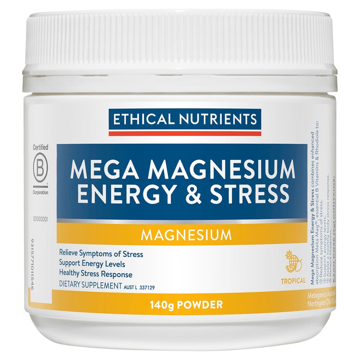 Thumbnail Ethical Nutrients Mega Magnesium Energy & Stress 140G Powder