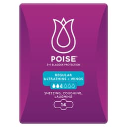 Poise Pads Ultrathins Regular With Wings 14 Pack