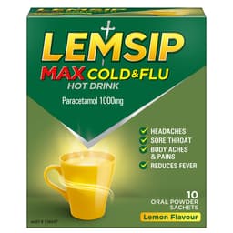 Lemsip Max Cold & Flu Relief Hot Drink Lemon 10 Sachets