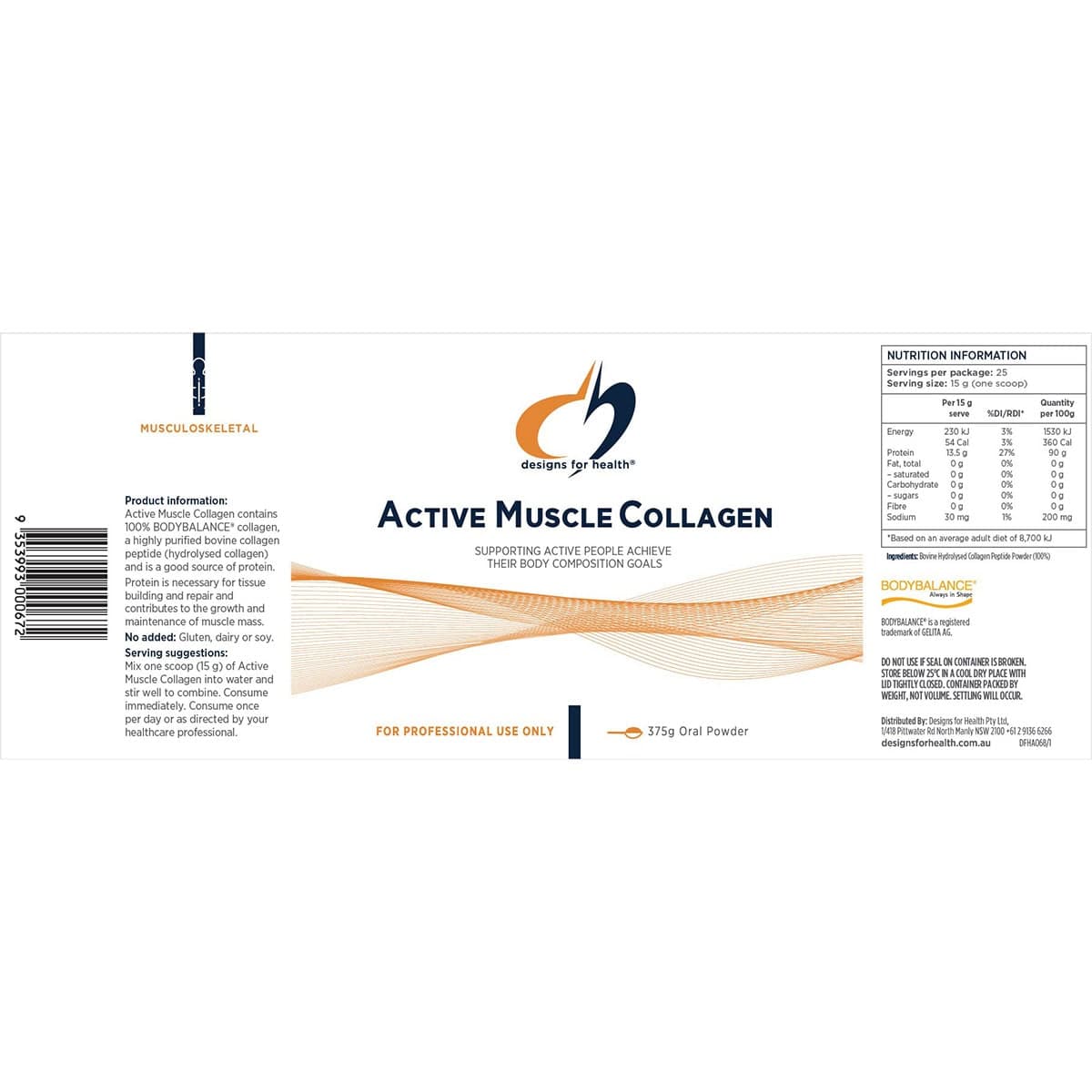 Thumbnail Designs For Health Active Muscle Collagen Powder 375G