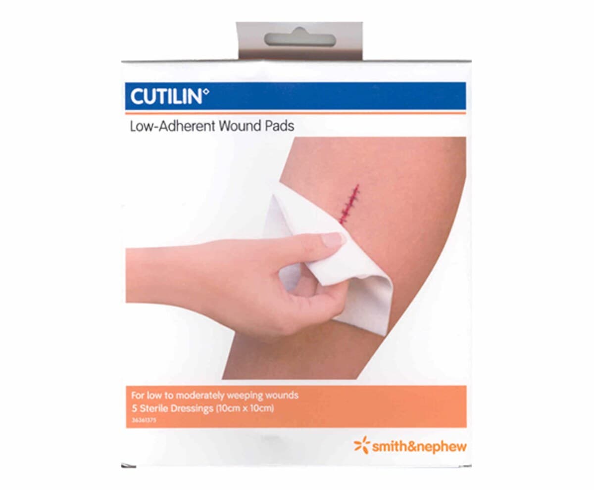 Cutilin Low Adherent Wound Pads 10Cm X 10Cm 5 Pack By Smith & Nephew