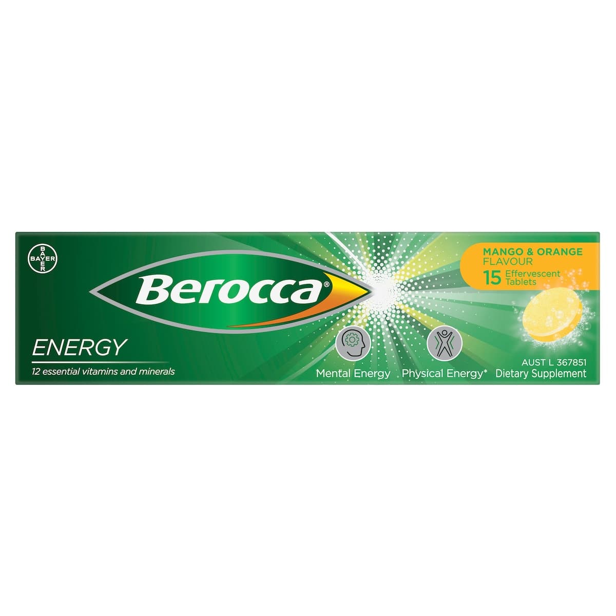 Thumbnail Berocca Energy Mango & Orange 15 Effervescent Tablet