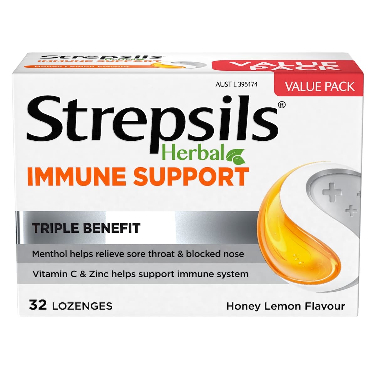 Thumbnail Strepsils Herbal Immune Support Honey Lemon 32 Lozenges