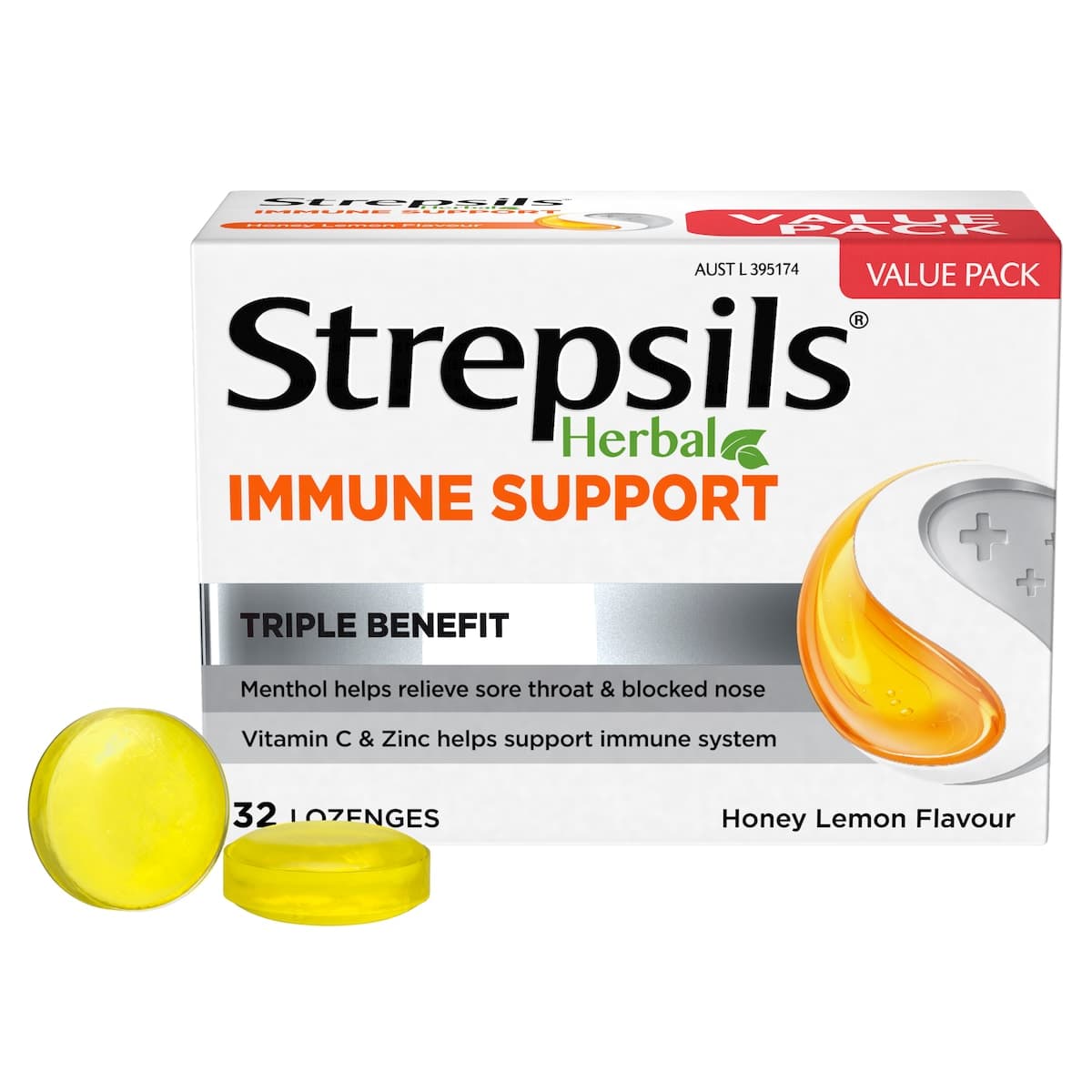 Thumbnail Strepsils Herbal Immune Support Honey Lemon 32 Lozenges