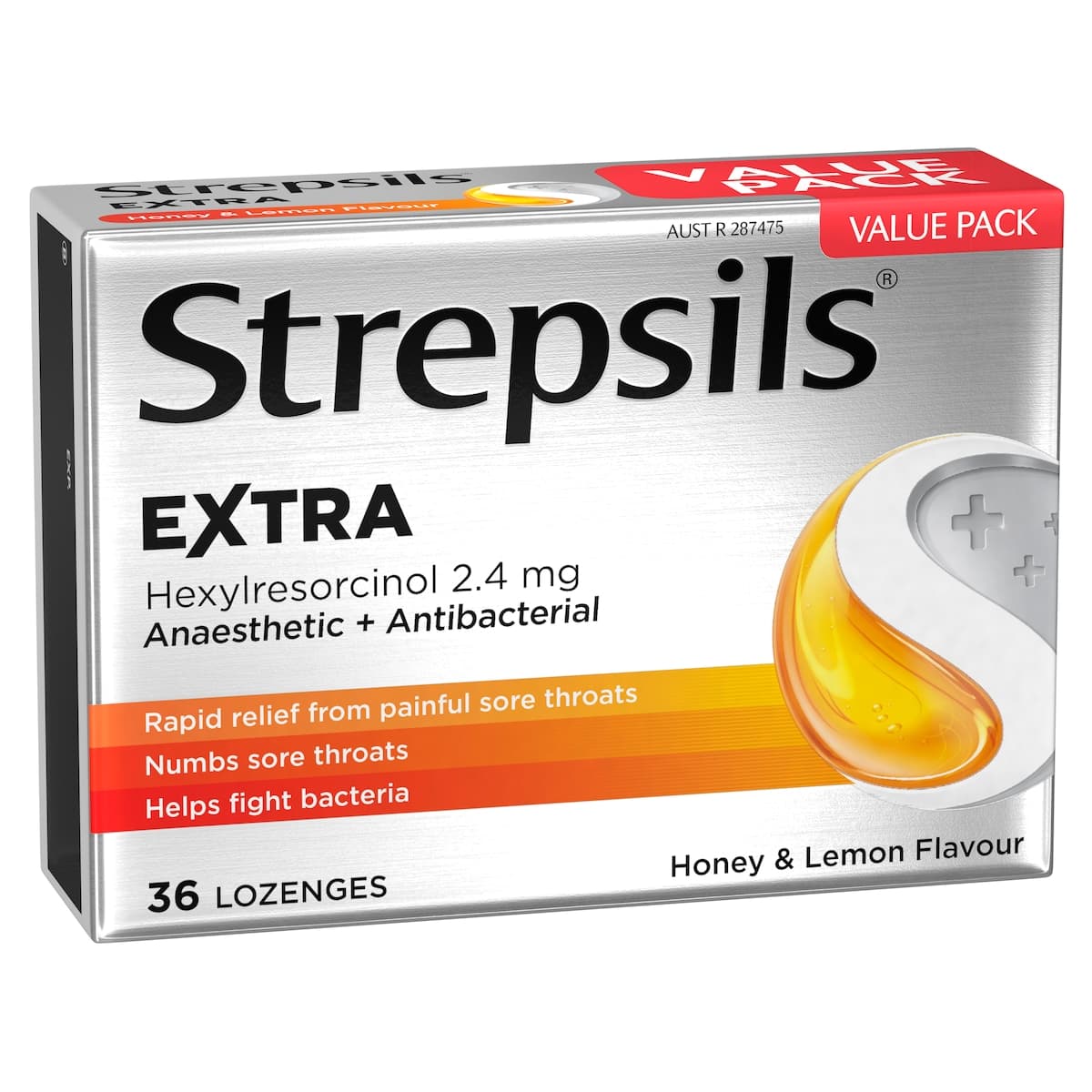 Thumbnail Strepsils Extra Rapid Sore Throat Relief With Anaesthetic Honey & Lemon 36 Lozenges