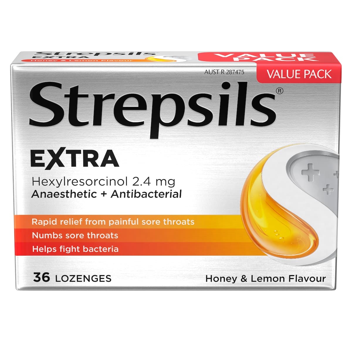 Thumbnail Strepsils Extra Rapid Sore Throat Relief With Anaesthetic Honey & Lemon 36 Lozenges