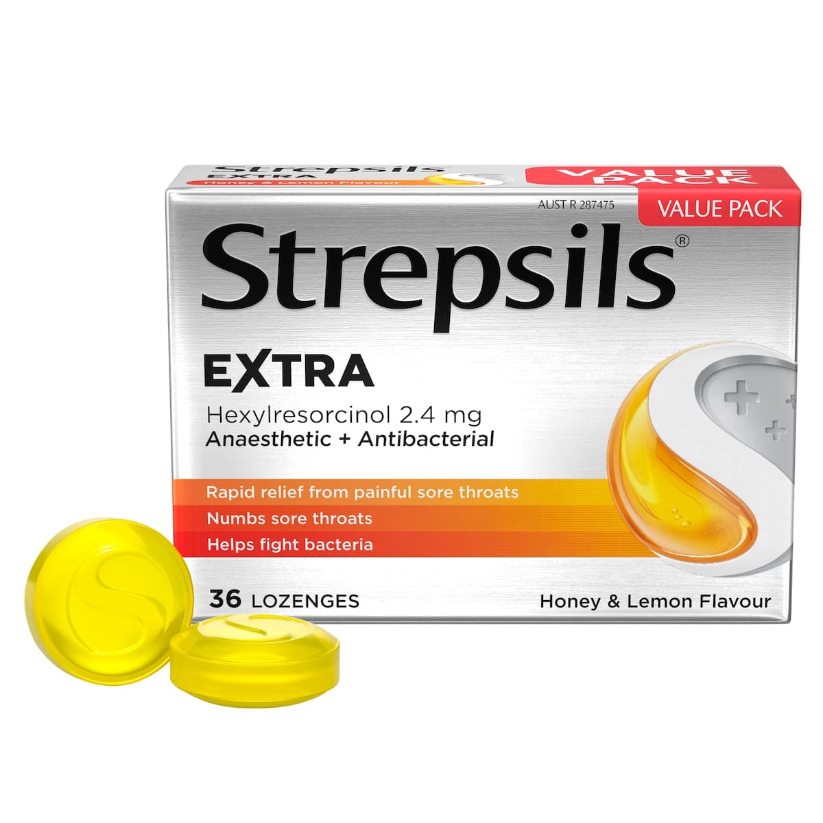 Thumbnail Strepsils Extra Rapid Sore Throat Relief With Anaesthetic Honey & Lemon 36 Lozenges