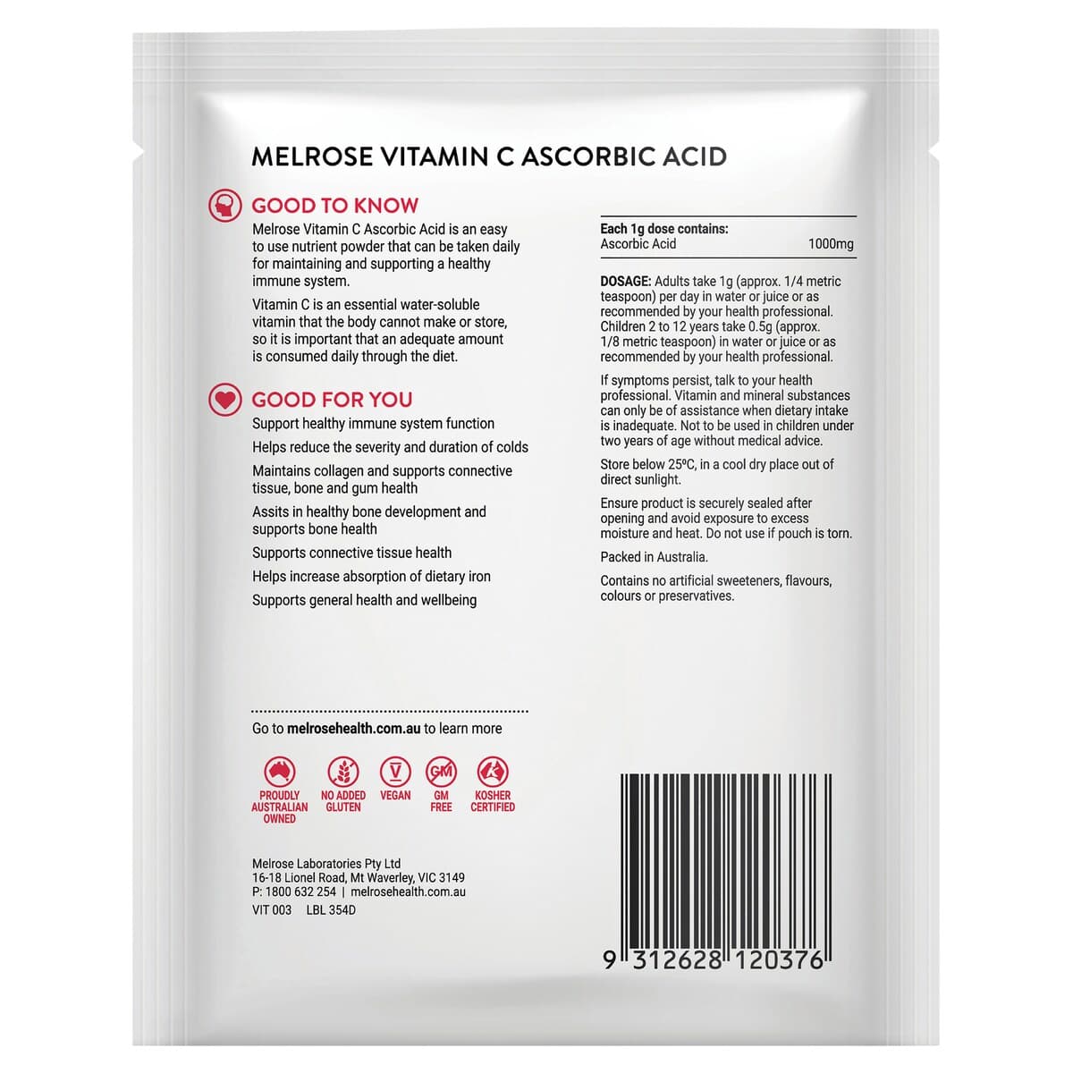 Thumbnail Melrose Vitamin C Ascorbic Acid 125G