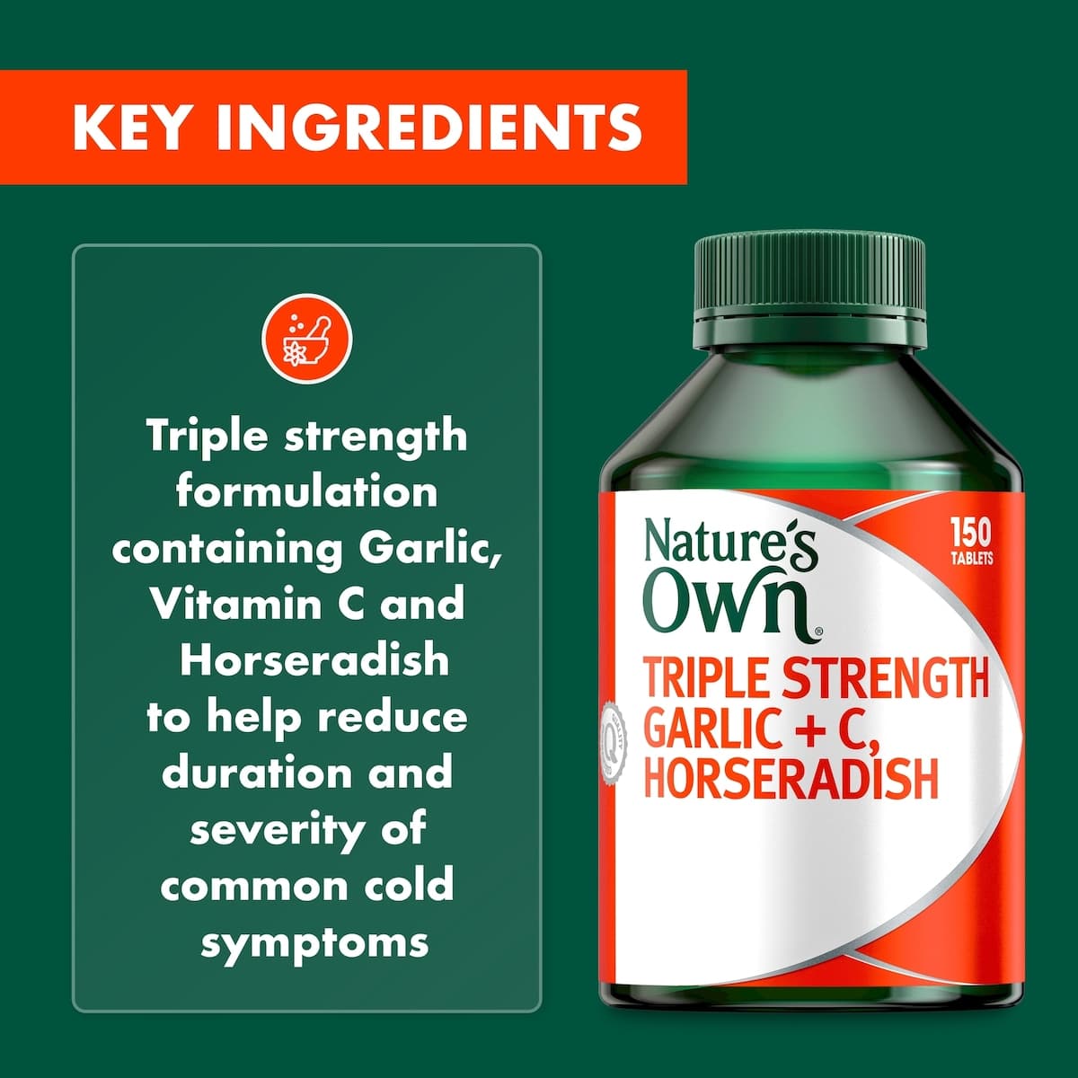 Thumbnail Natures Own Triple Strength Garlic+C Horseradish 150 Tablets