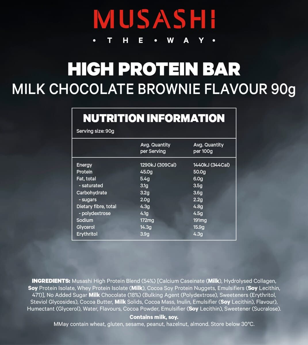 Thumbnail Musashi Milk High Protein Bar Chocolate Brownie 12 X 90G