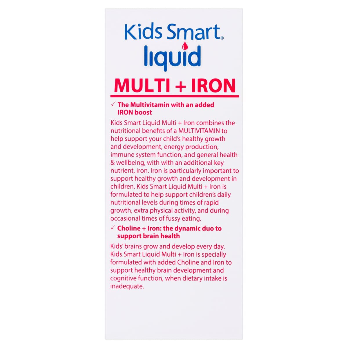 Thumbnail Natures Way Kids Smart Liquid Multi + Iron 96% Sugar Free 200Ml