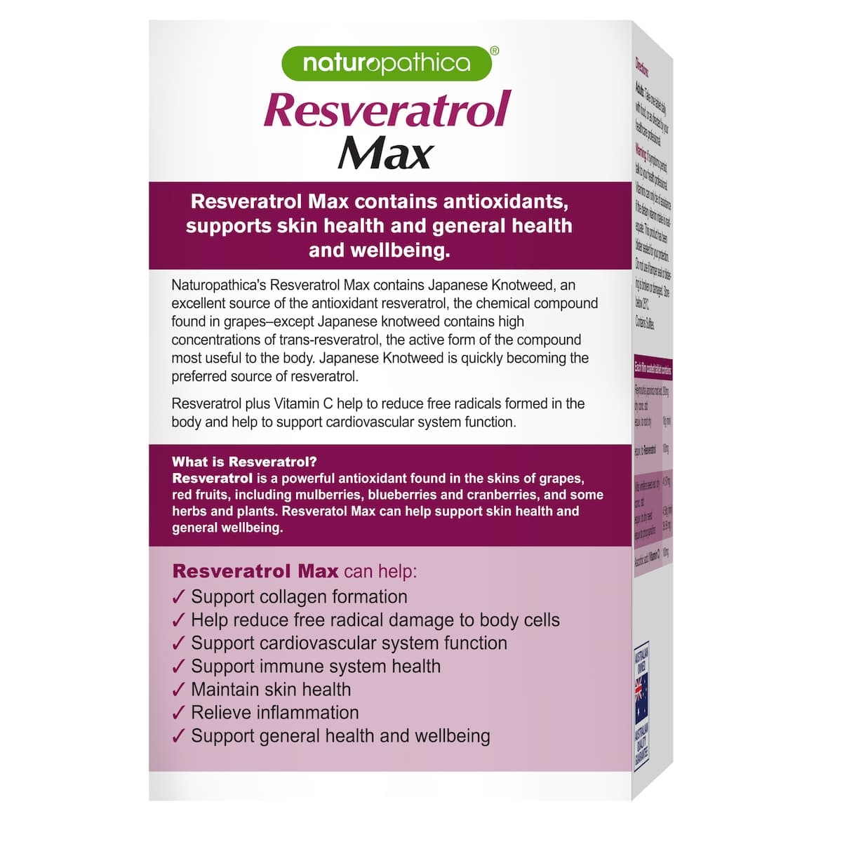 Thumbnail Naturopathica Resveratrol Max Antioxidant Rich 30 Tablets