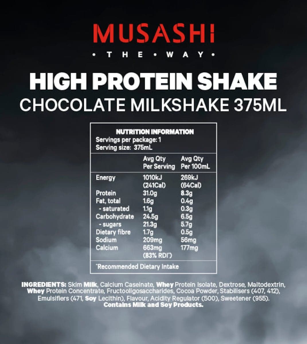 Thumbnail Musashi High Protein Shake Chocolate 6 X 375Ml