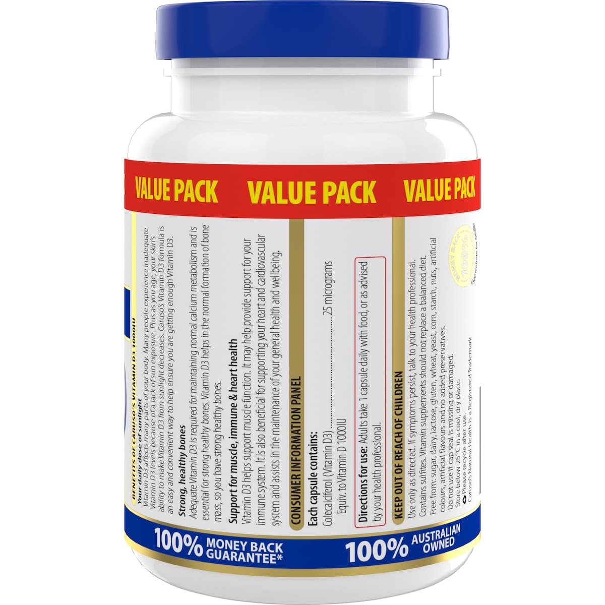 Carusos Vitamin D3 1000Iu 500 Capsules