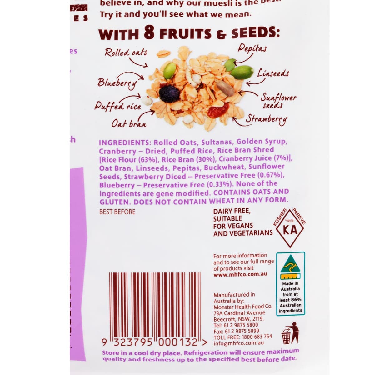 Thumbnail Monster Health Food Co Berry Muesli - Wheat Free 600G