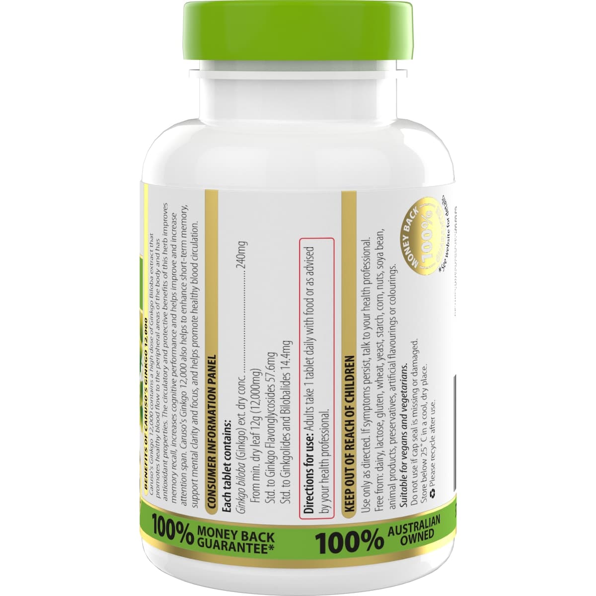 Thumbnail Carusos Ginkgo 12000Mg 60 Tablets