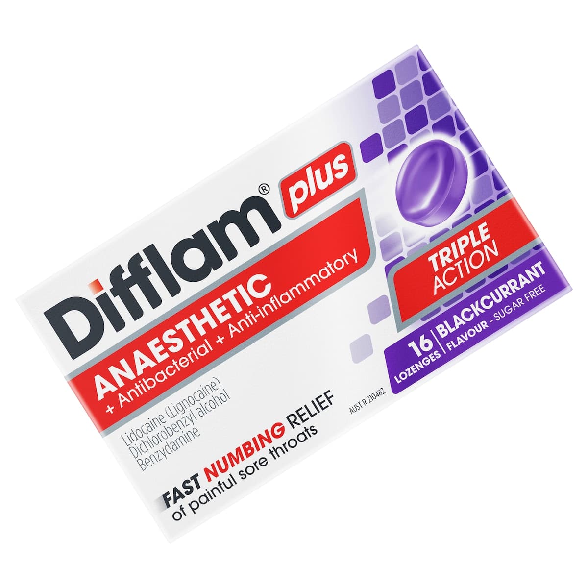 Thumbnail Difflam Plus Anaesthetic Sore Throat Lozenges Blackcurrant 16 Pack