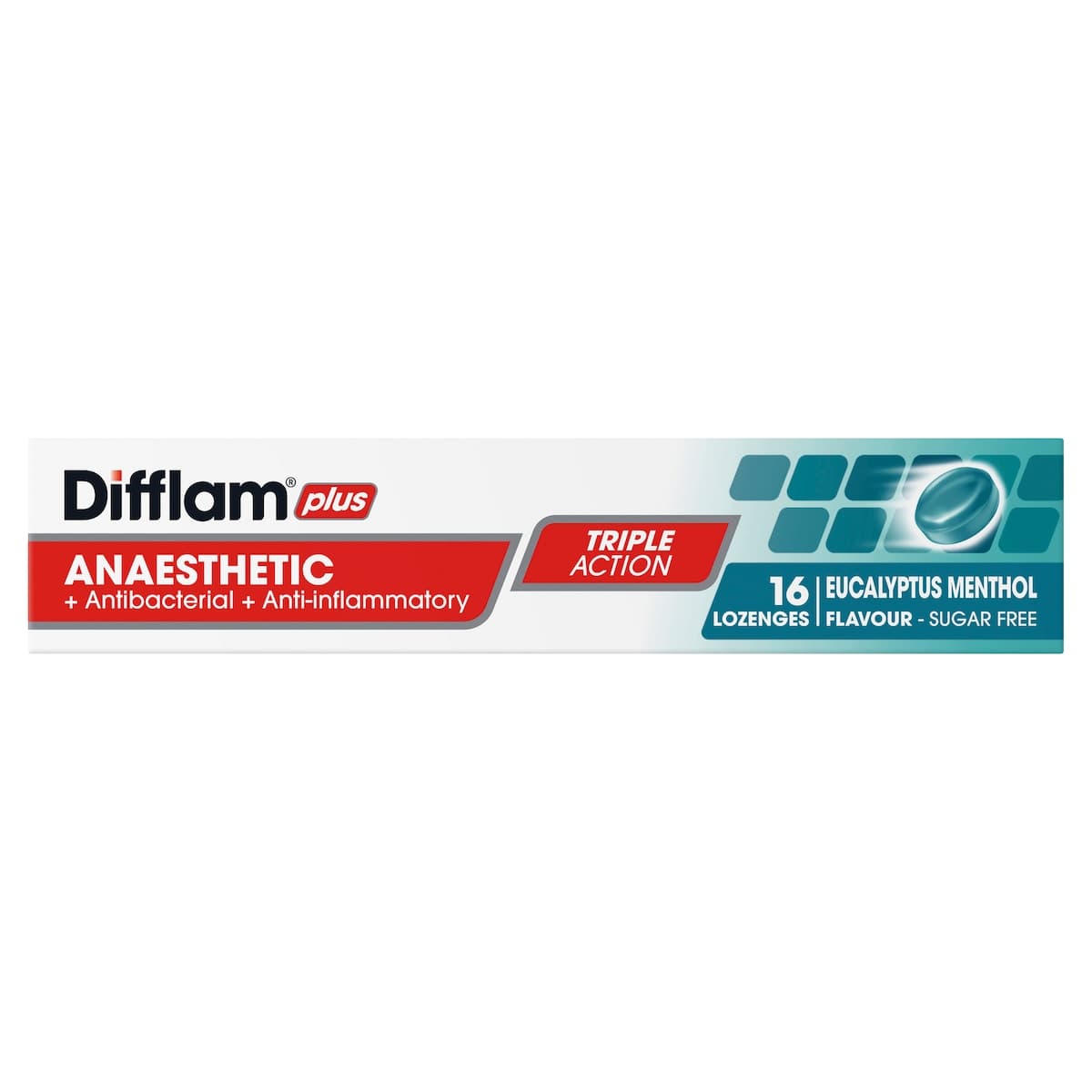 Thumbnail Difflam Plus Anaesthetic Sore Throat Lozenges Eucalyptus & Menthol 16 Pack