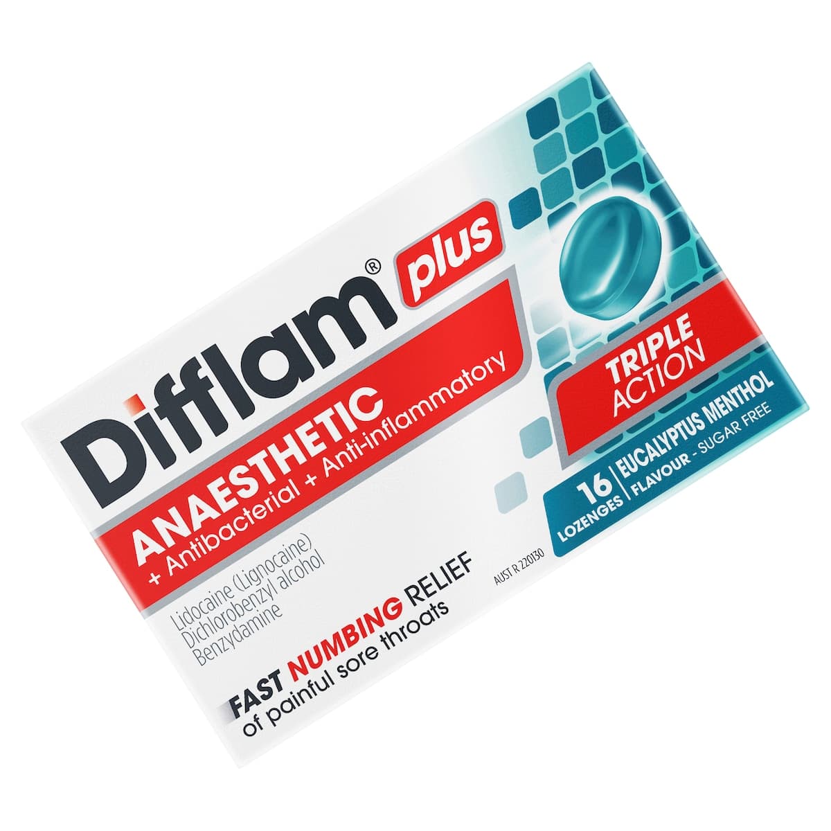 Thumbnail Difflam Plus Anaesthetic Sore Throat Lozenges Eucalyptus & Menthol 16 Pack