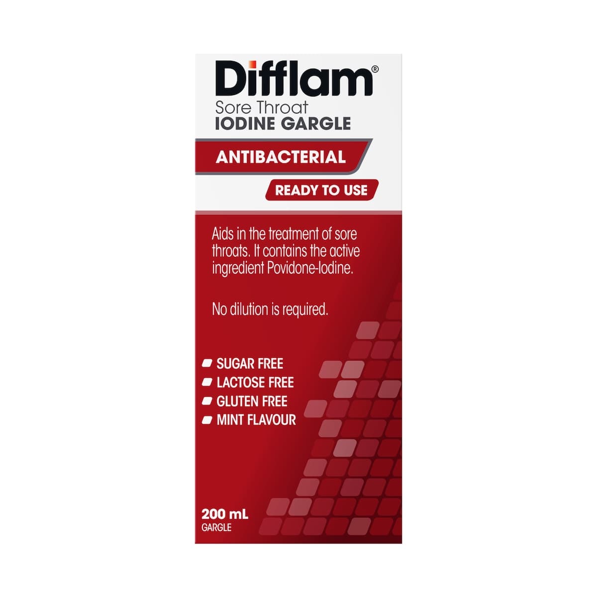 Thumbnail Difflam Ready To Use Sore Throat Gargle With Iodine Fresh Mint 200Ml