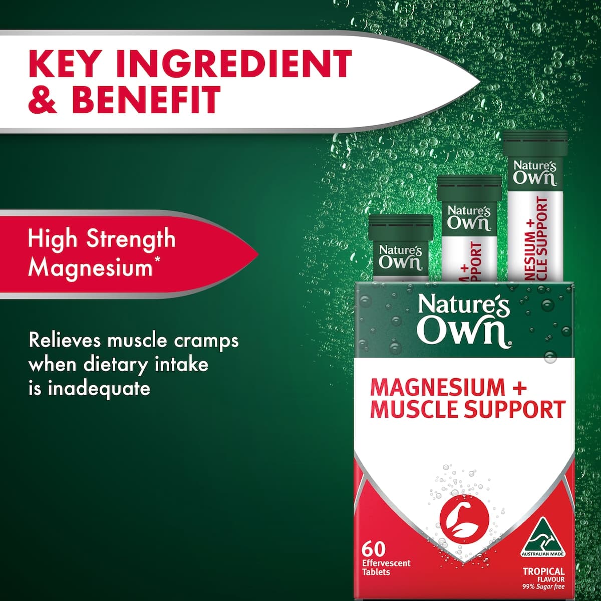 Thumbnail Nature's Own Magnesium + Muscle Support Effervescent 60 Tablets