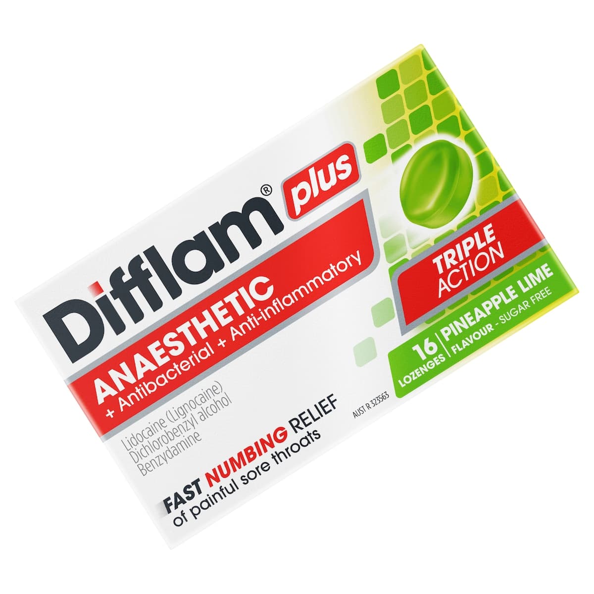 Thumbnail Difflam Plus Anaesthetic Sore Throat Lozenges Pineapple & Lime 16 Pack