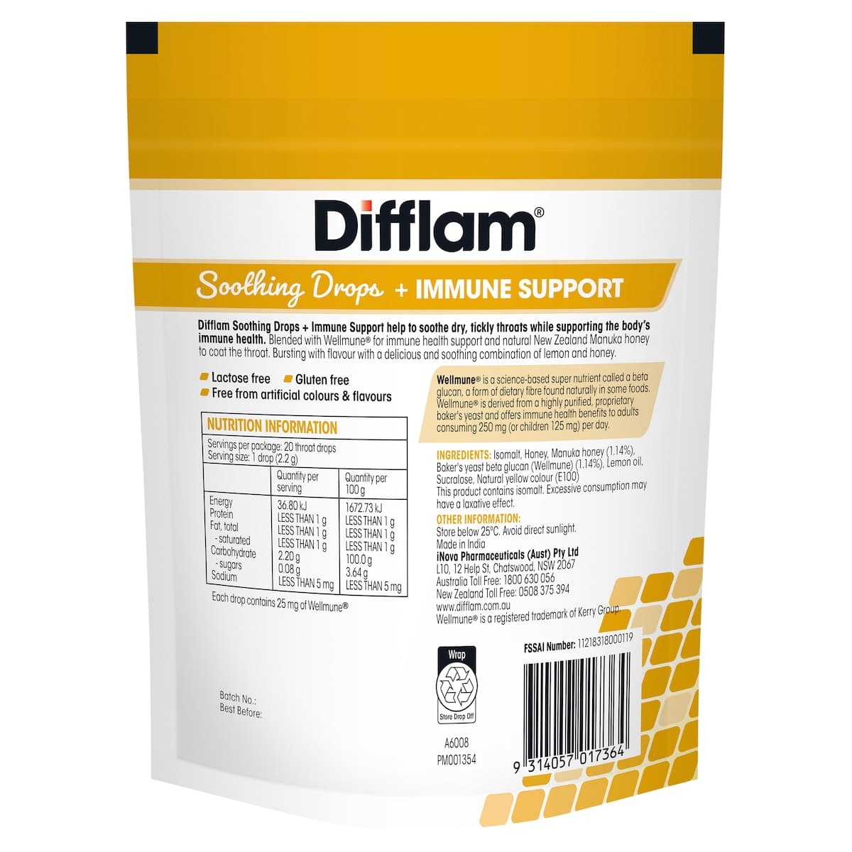 Thumbnail Difflam Soothing Drops + Immune Support Honey & Lemon 20 Pack