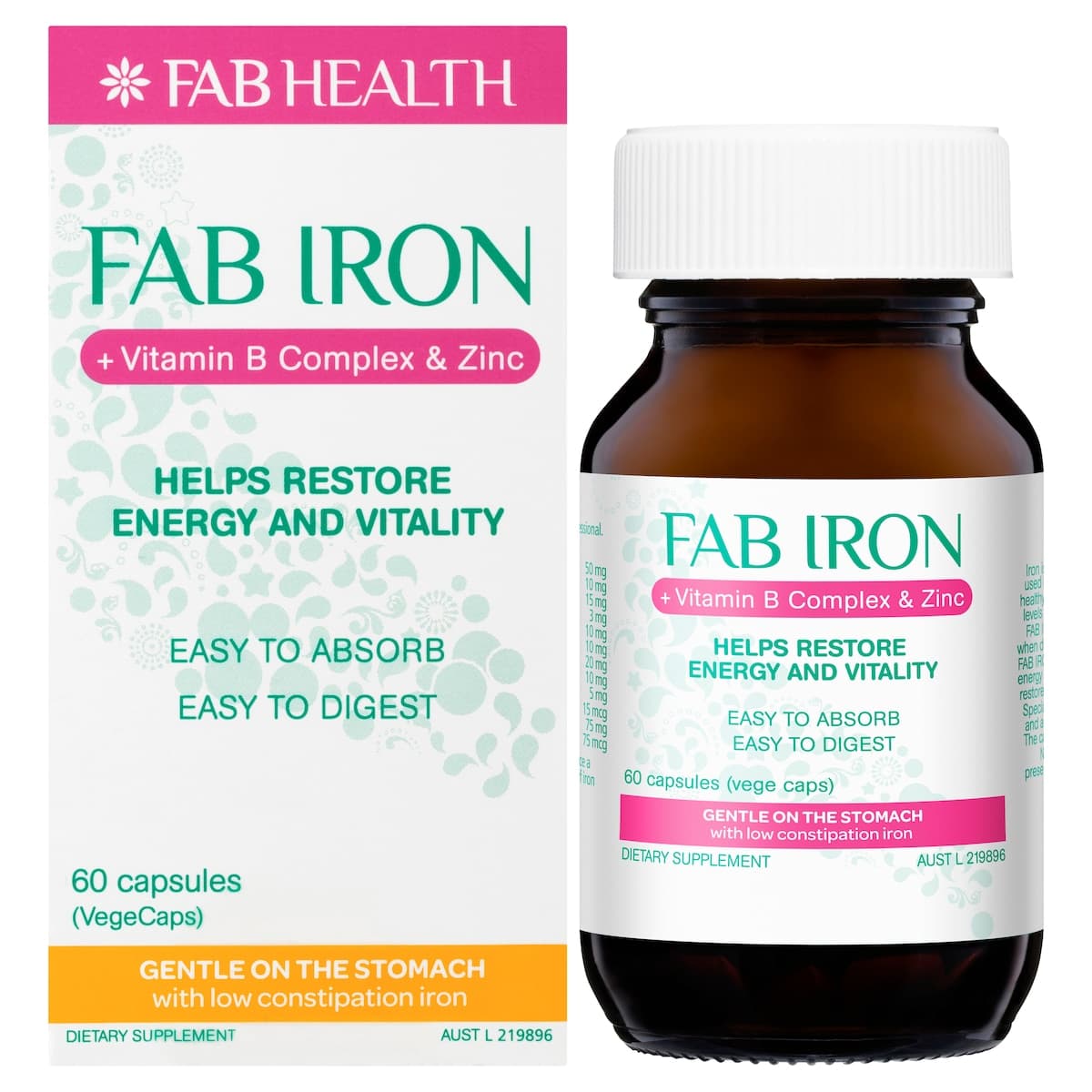 Thumbnail Fab Iron + Vitamin B + Zinc 60 Capsules