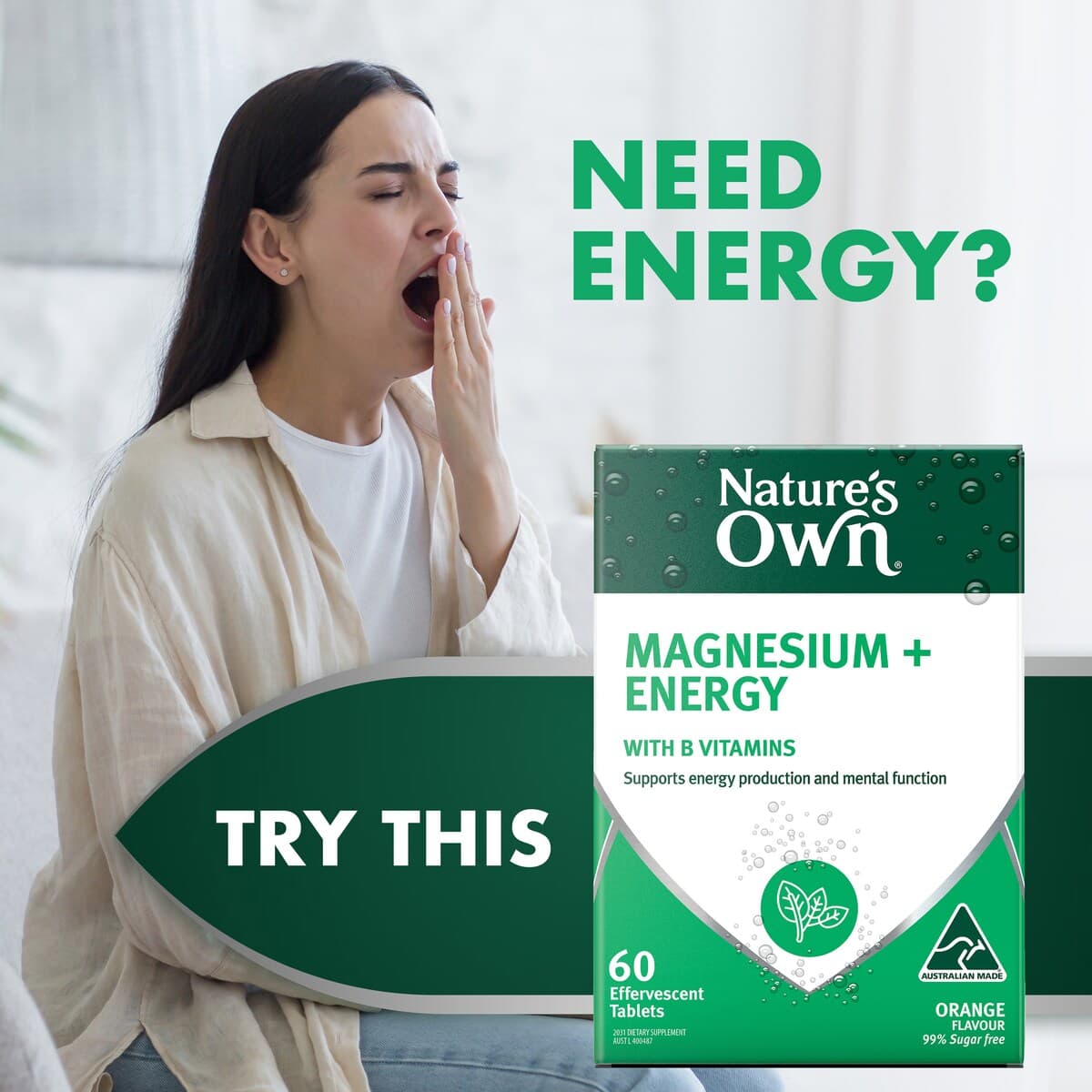 Thumbnail Nature's Own Magnesium + Energy Effervescent 60 Tablets