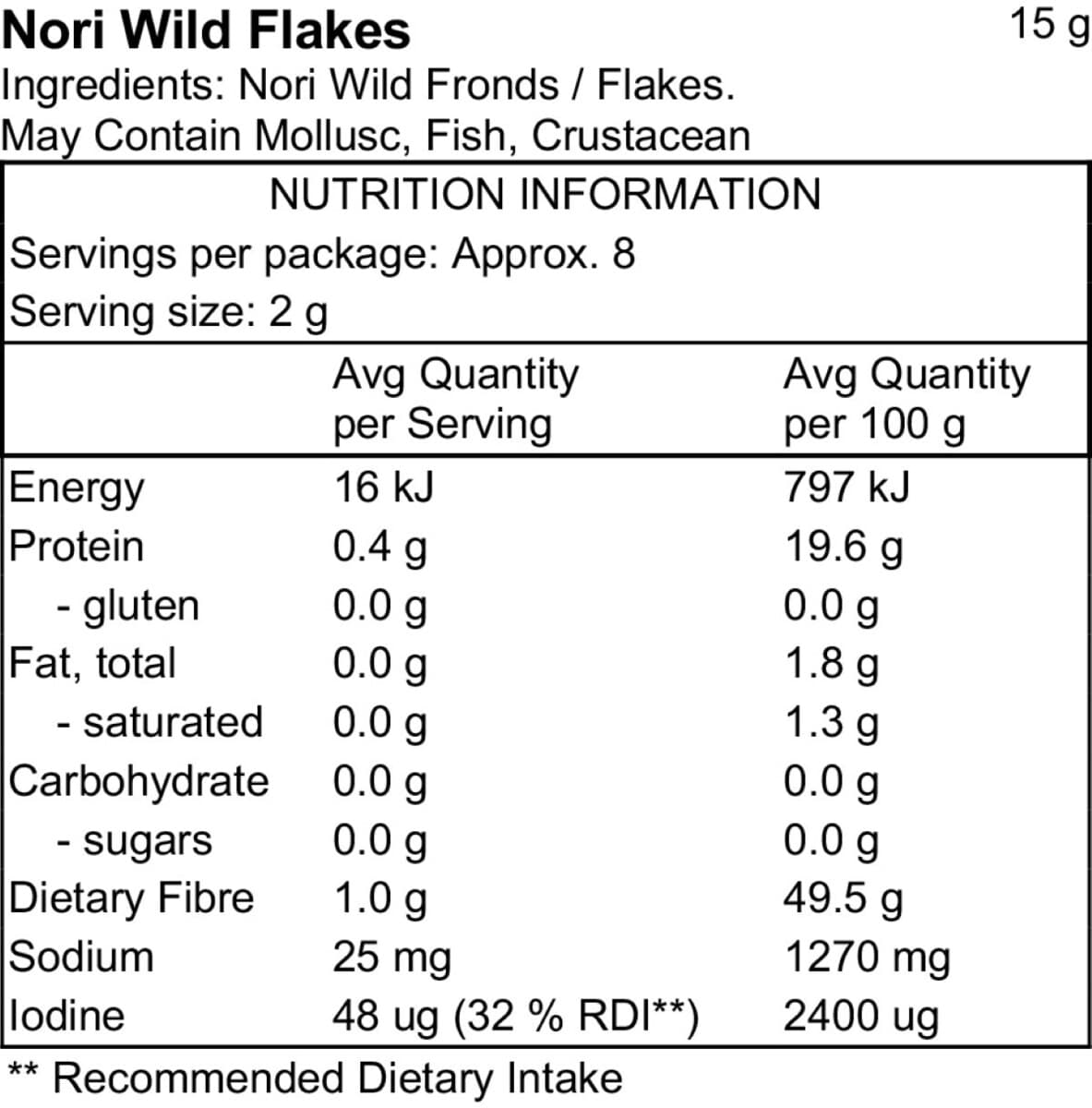 Thumbnail Pacific Harvest Nori Flakes 15G