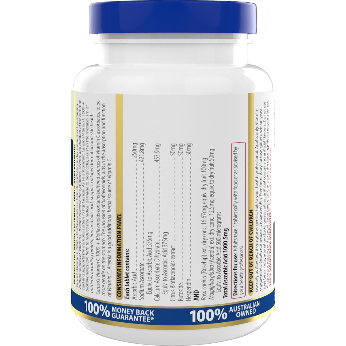 Carusos Vitamin C 1000 + Bioflavonoids 120 Tablets