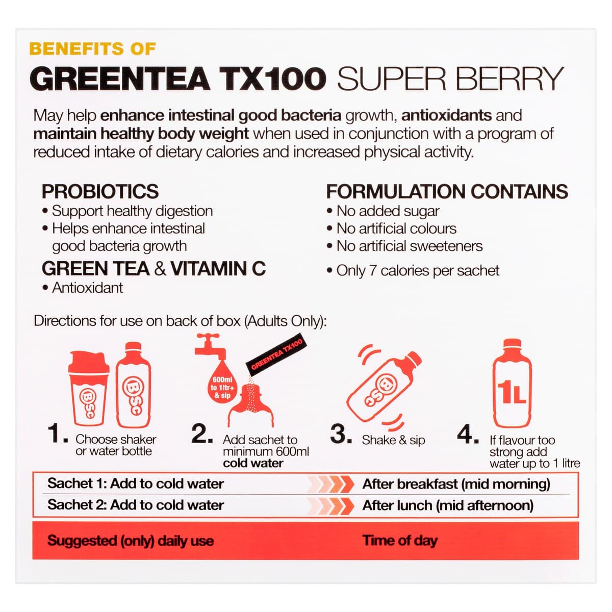 Thumbnail Bsc Body Science Green Tea Tx100 Super Berry 60 X 3G Sachets