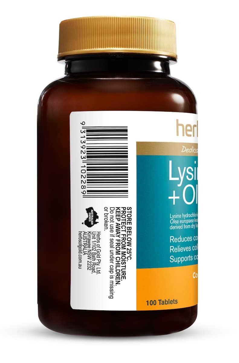 Thumbnail Herbs Of Gold Lysine 1000 + Olive Leaf 100 Tablets