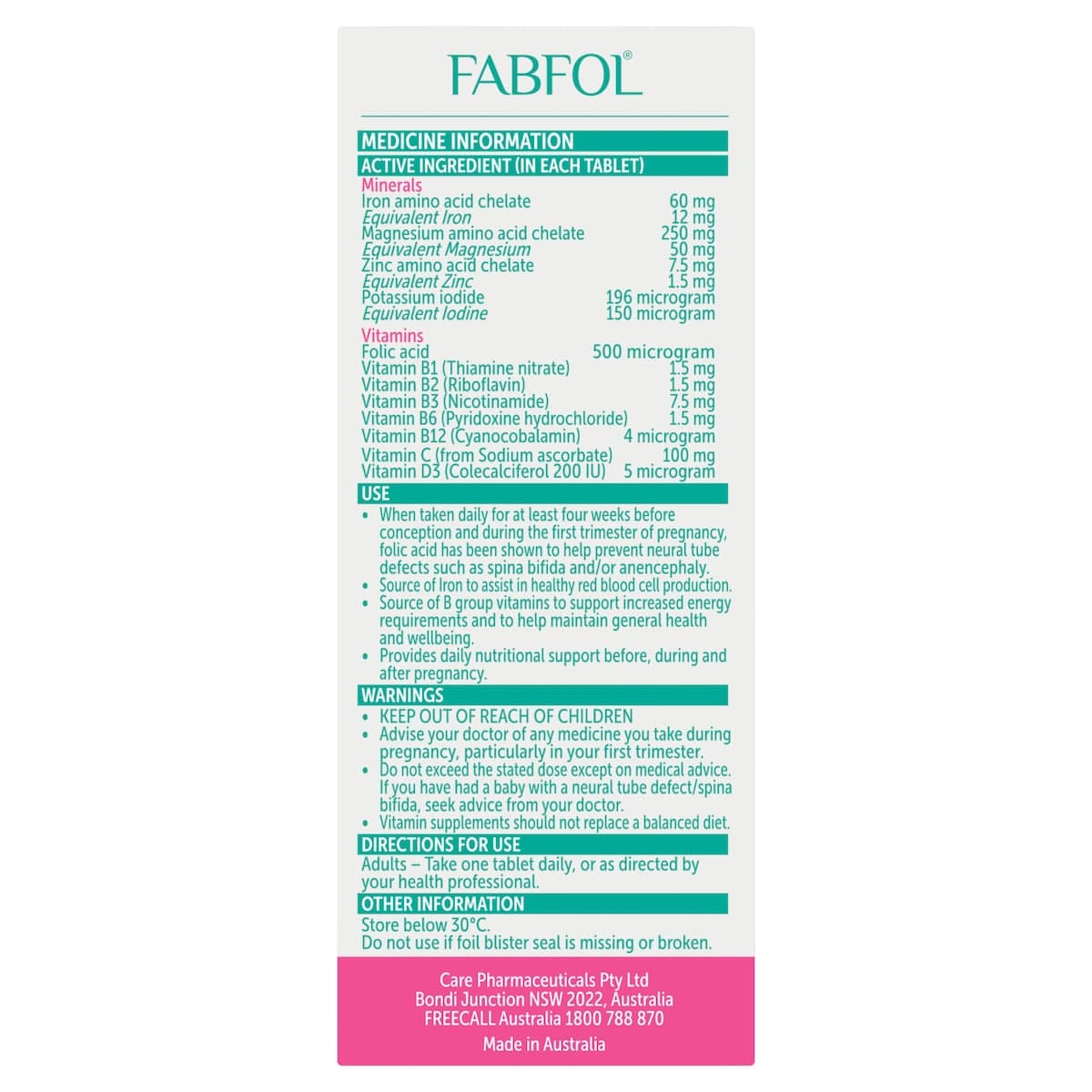 Thumbnail Fabfol Pregnancy 56 Tablets