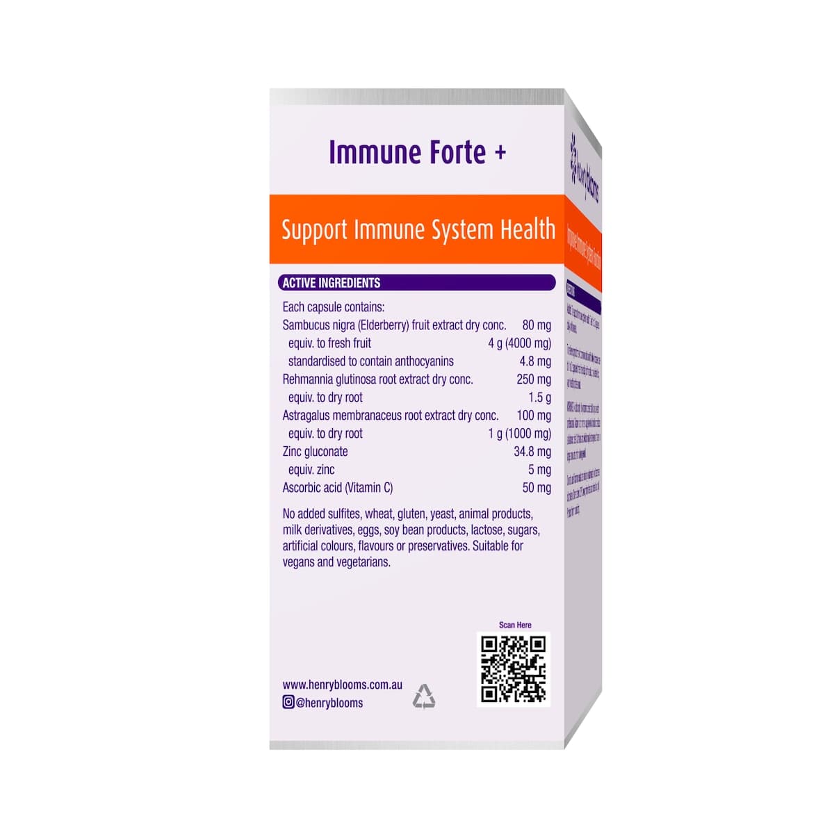 Thumbnail Henry Blooms Immune Forte + 60 Vegetarian Capsules