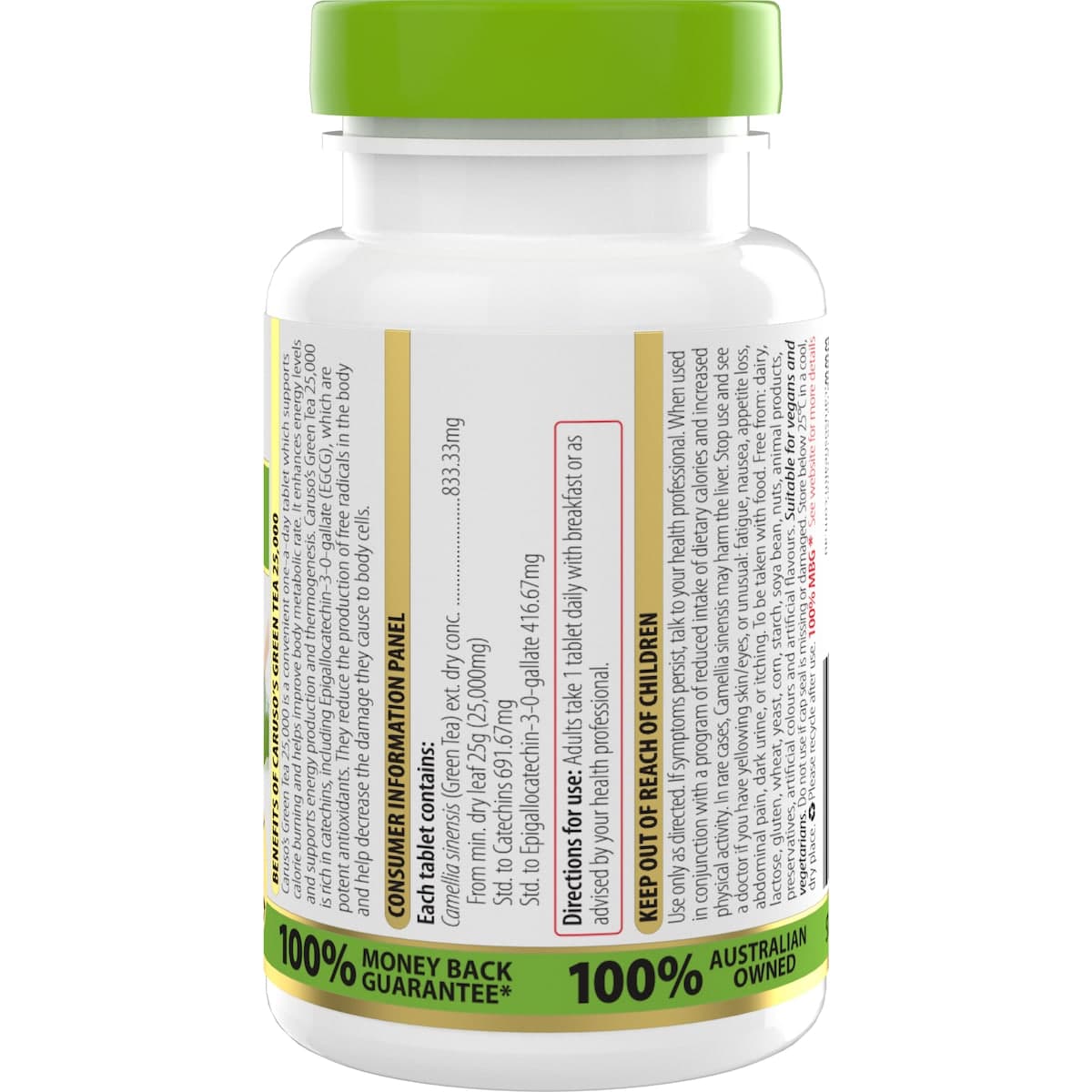 Thumbnail Carusos Green Tea Metabolism Support 50 Tablets