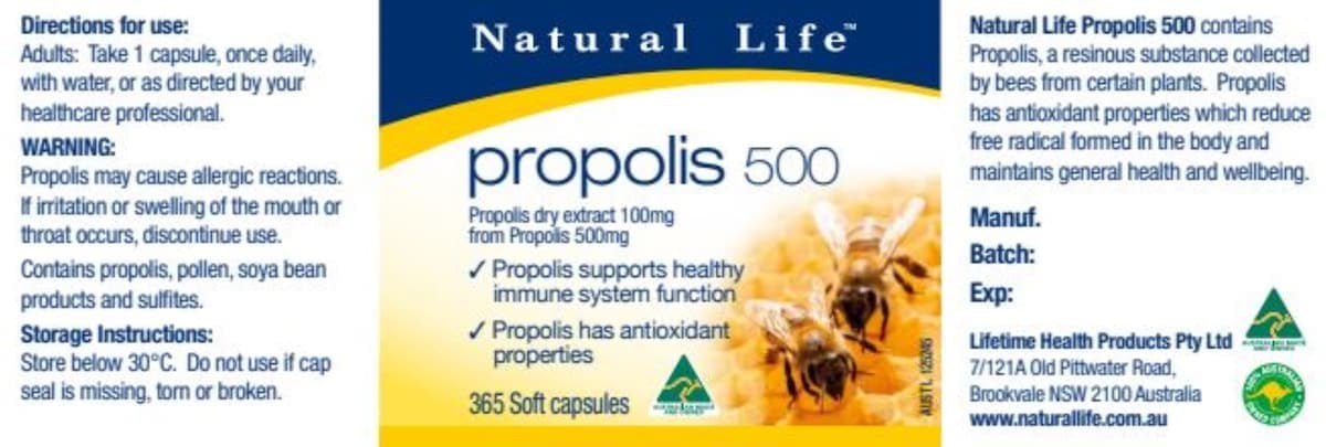 Thumbnail Natural Life Propolis 500Mg 365 Capsules