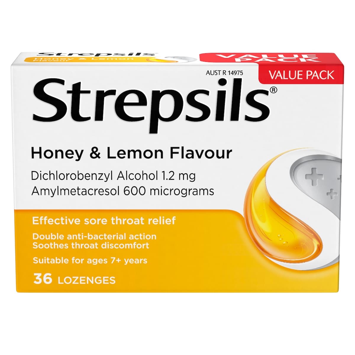 Thumbnail Strepsils Sore Throat Relief Honey & Lemon 36 Lozenges