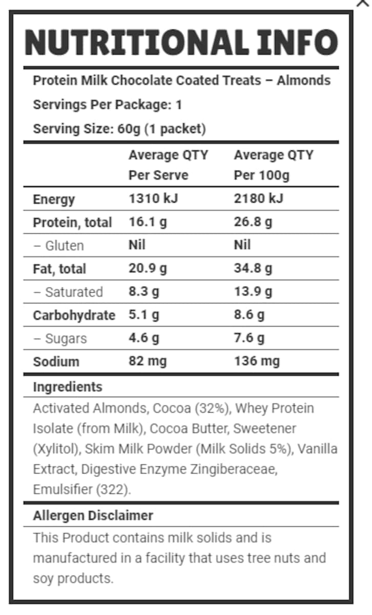 Thumbnail Vitawerx Protein Milk Chocolate Coated Almonds 10 X 60G